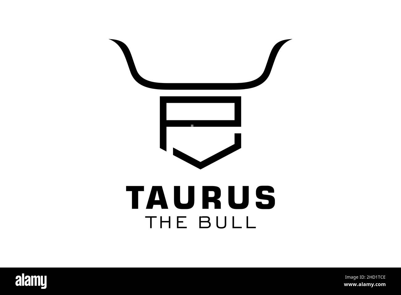 Logo lettre P, logo Bull, logo de tête de taureau, modèle de conception de logo monogramme Illustration de Vecteur