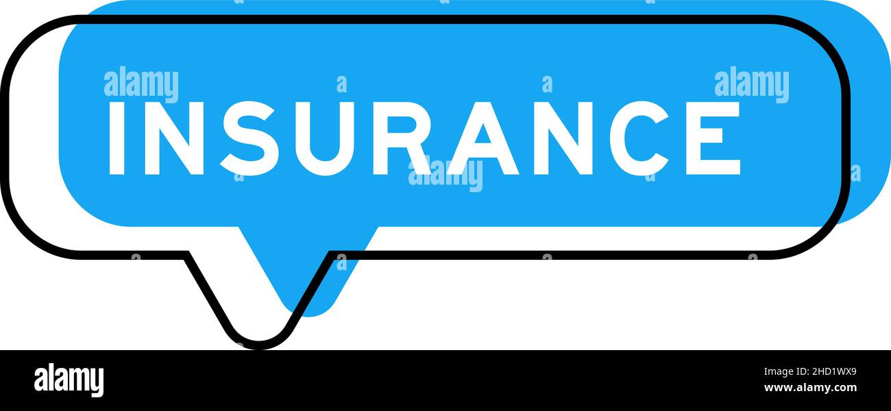 Bannière vocale et abat-jour bleu avec assurance mot sur fond blanc Illustration de Vecteur