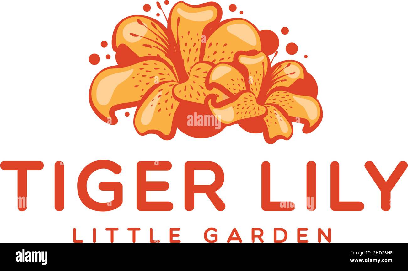 Design plat et coloré AVEC logo TIGER LILY Little Garden Illustration de Vecteur
