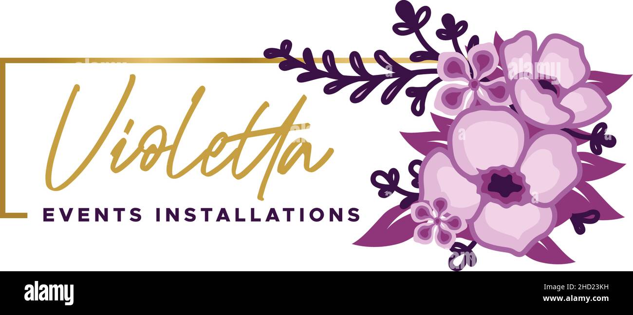 Design moderne coloré VIOLETTA fleur violet logo Illustration de Vecteur