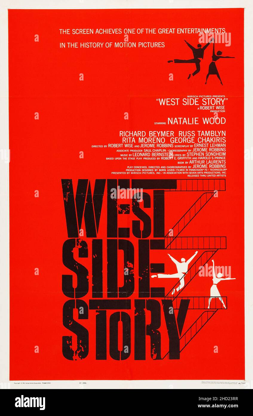 Affiche de film vintage - West Side Story: Réalisé par Jerome Robbins, Robert Wise.Avec Natalie Wood, Richard Beymer, Russ Tamblyn, Rita Moreno. Banque D'Images