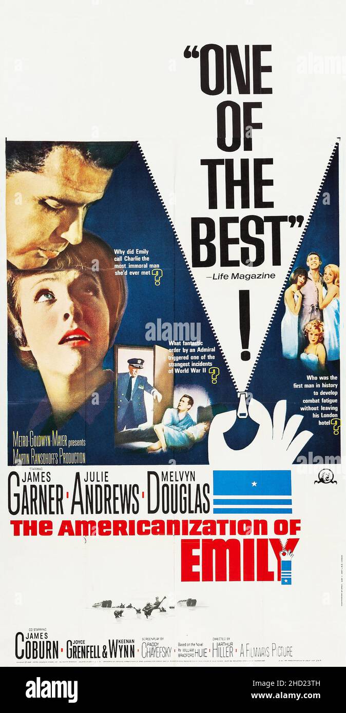 L'américanisation d'Emily (MGM, 1964).Poster de film.Comédie.James Garner, Julie Andrews, Melvyn Douglas. Banque D'Images