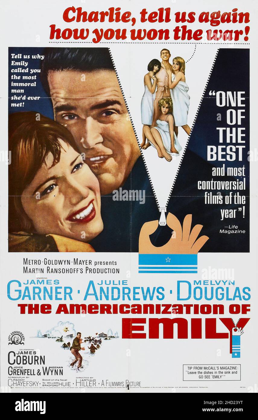 L'américanisation d'Emily (MGM, 1964).Poster de film.Comédie.James Garner, Julie Andrews, Melvyn Douglas. Banque D'Images