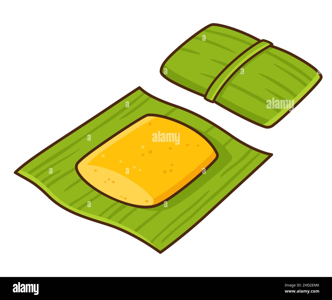 Humita, plat traditionnel sud-américain enveloppé de feuilles de maïs.Dessin de dessin animé, illustration de clip art vectoriel isolée. Illustration de Vecteur