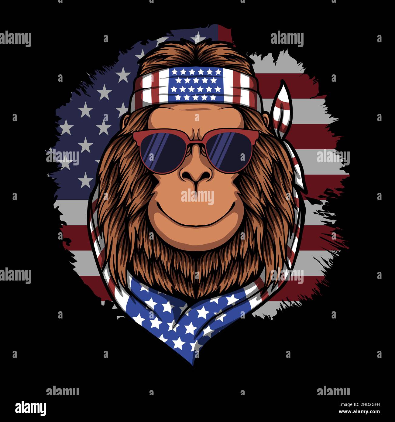 Illustration vectorielle des accessoires Bigfoot america Illustration de Vecteur