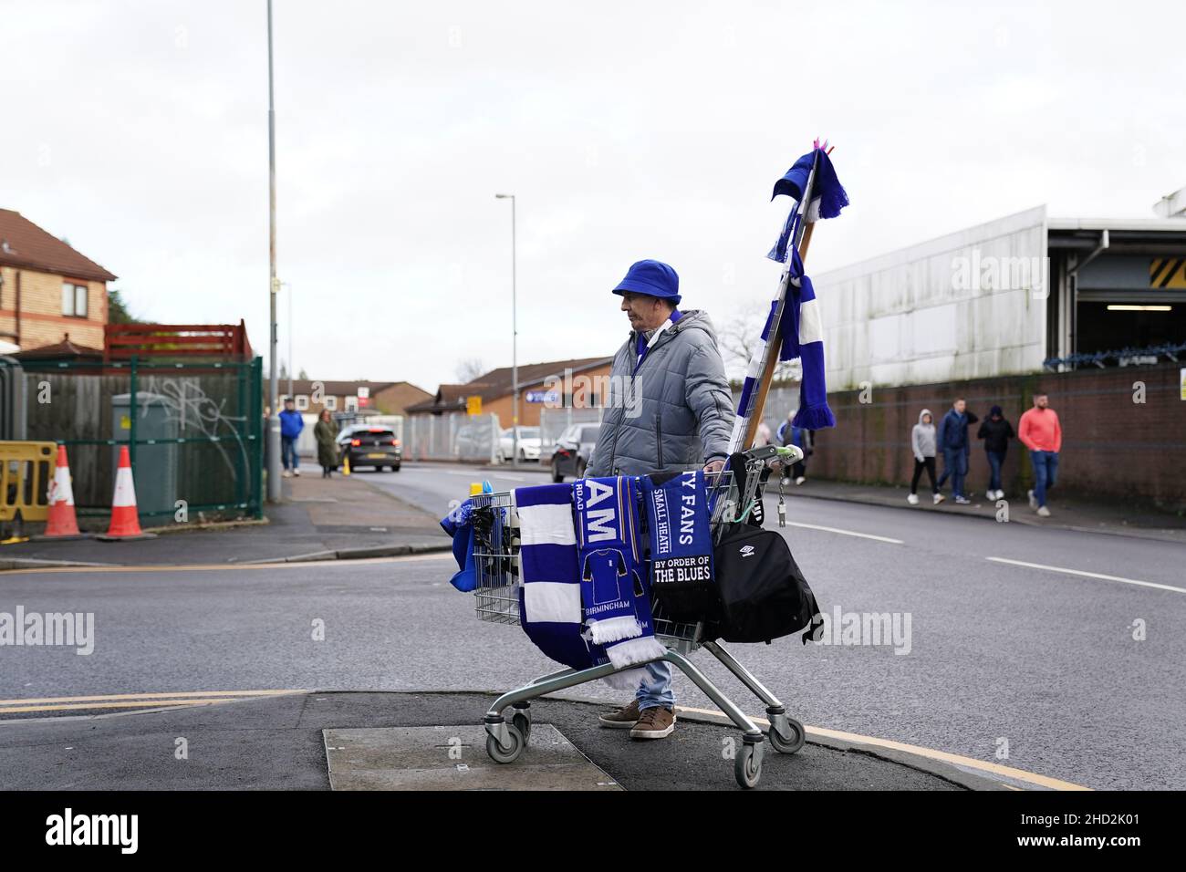 Magasin de Birmingham City vendant des marchandises à l'extérieur du stade avant le match du championnat Sky Bet à St Andrew's, Birmingham.Date de la photo: Dimanche 2 janvier 2022. Banque D'Images