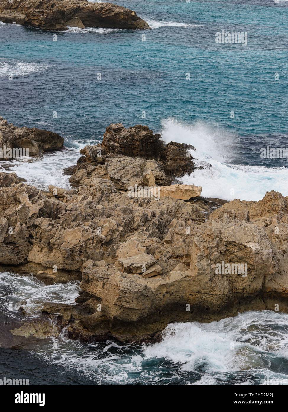 Méditerranée voir.Vue de Formentera, îles Balear, Espagne.Belle plage avec sable clair et eau turquoise Banque D'Images