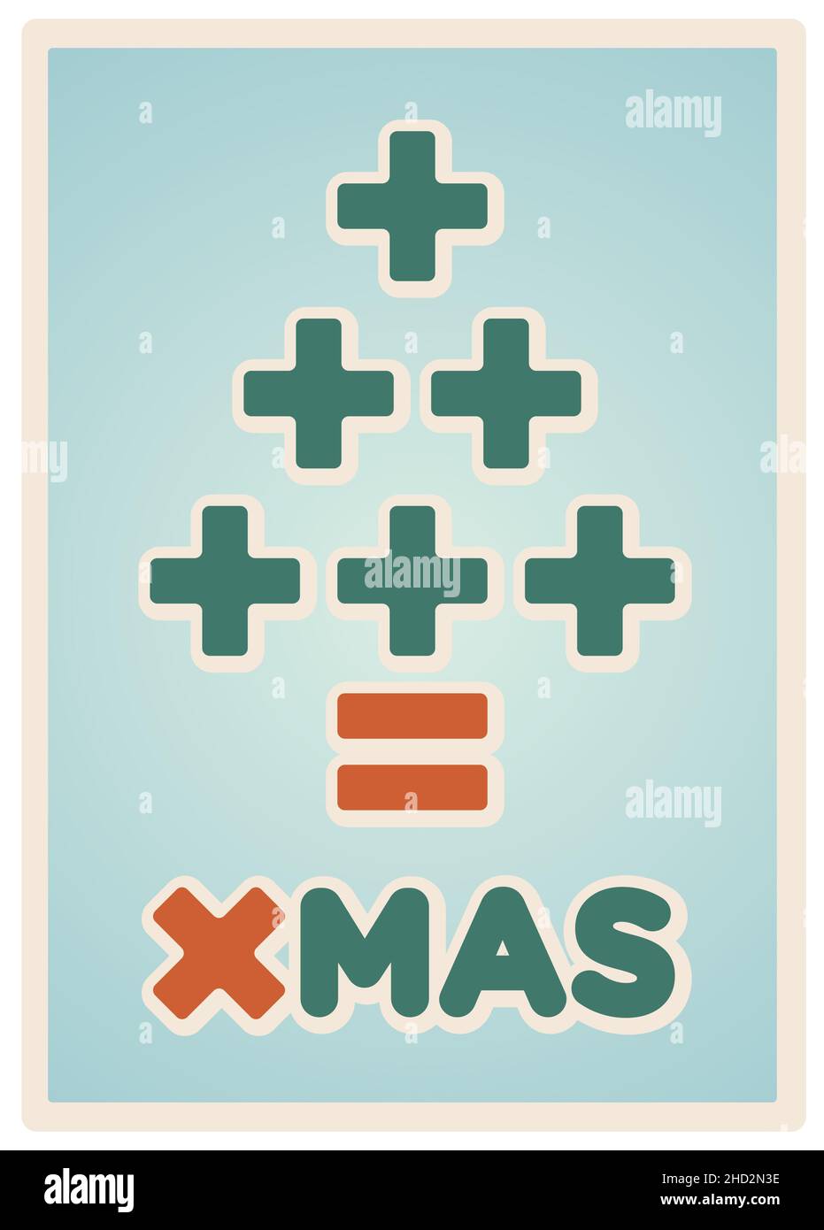 mathématiques et consumérisme critique carte de noël, texte vert et rouge et fond bleu clair - illustration vectorielle Illustration de Vecteur