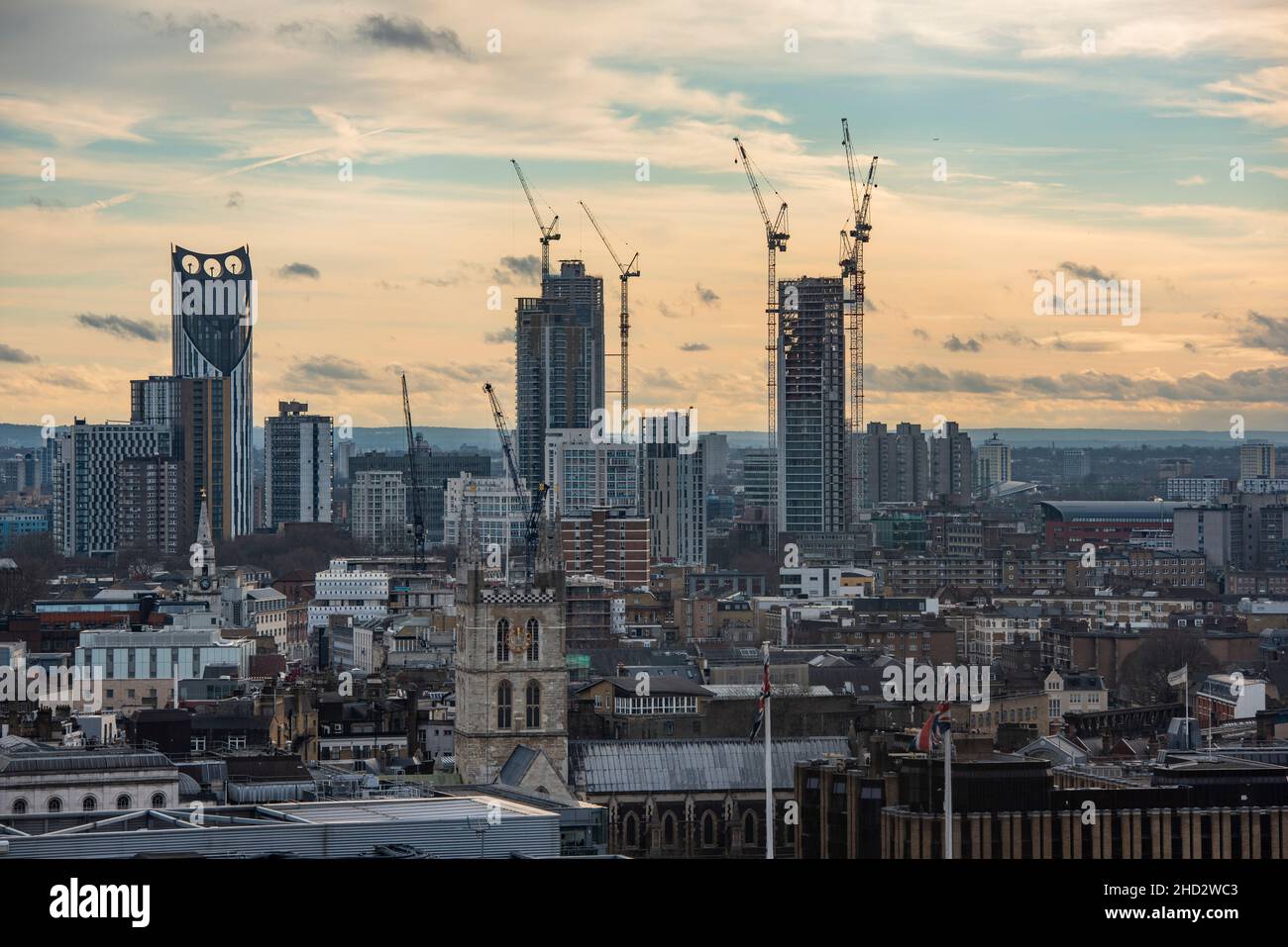 Paysage urbain du quartier des affaires de Londres depuis l'antenne Banque D'Images