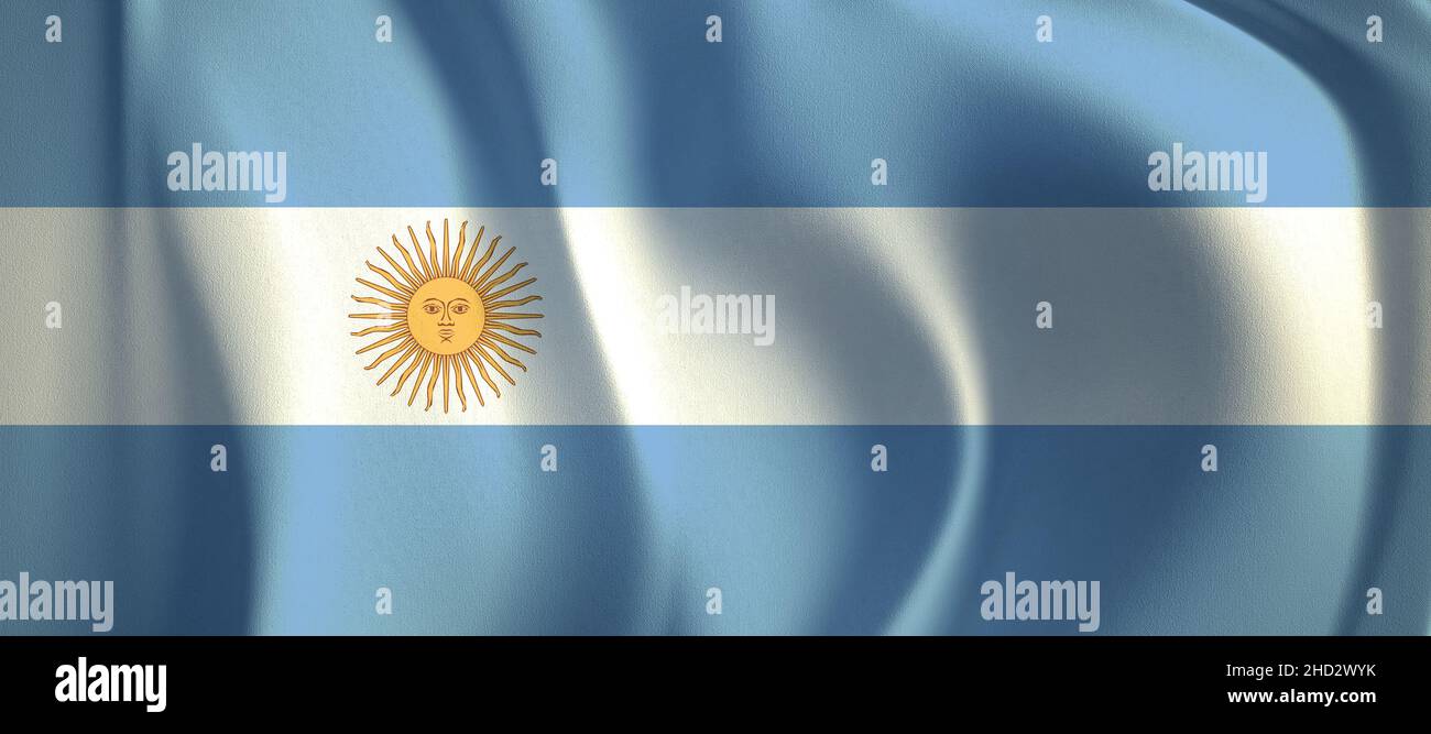 Drapeau de l'Argentine agitant dans le vent. Illustration drapeau de fond. Banque D'Images
