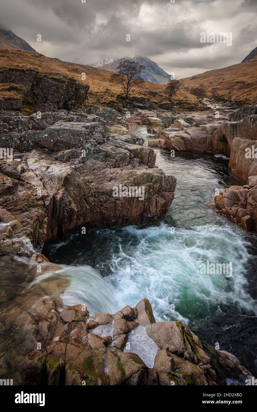 Beauté spectaculaire de Glen Etive dans les Highlands d'Écosse Banque D'Images