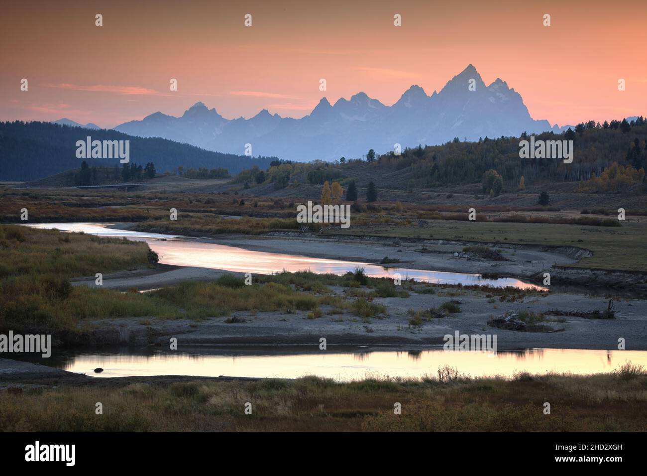 Chaîne de montagnes de Teton dans le parc national de Grand Teton, dans le Wyoming Banque D'Images