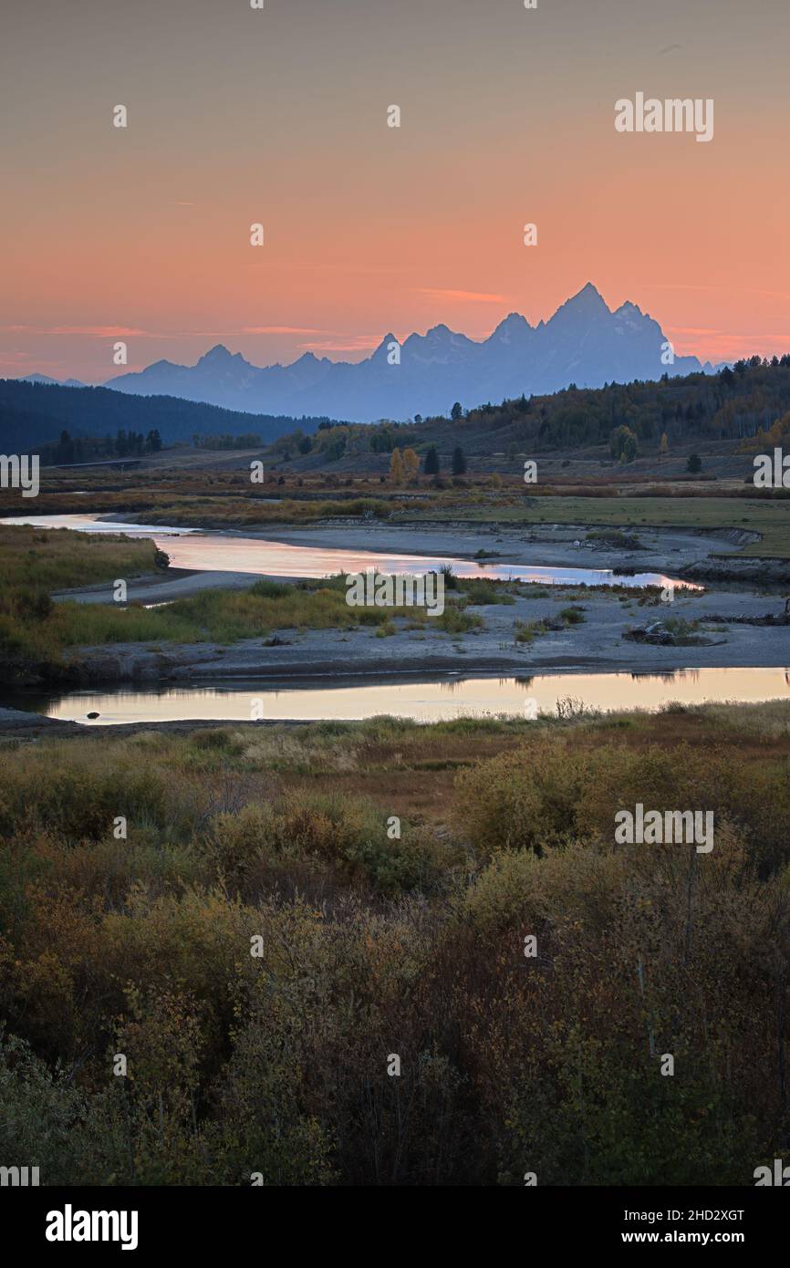 Chaîne de montagnes de Teton dans le parc national de Grand Teton, dans le Wyoming Banque D'Images