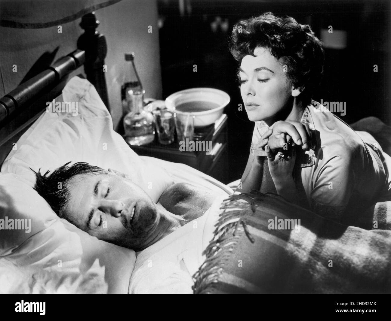 Stewart Granger, Barbara Rush, sur le tournage du film britannique, « Harry Black and the Tiger », 20th Century-Fox, 1958 Banque D'Images