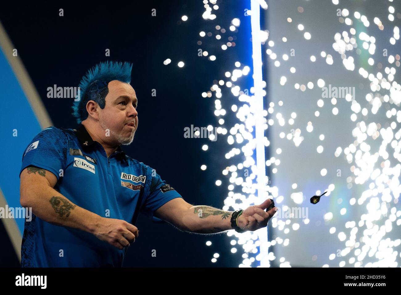 Peter Wright après avoir battu Gary Anderson pendant la quinze journée du Championnat du monde des fléchettes William Hill à Alexandra Palace, Londres.Date de la photo: Dimanche 2 janvier 2022. Banque D'Images