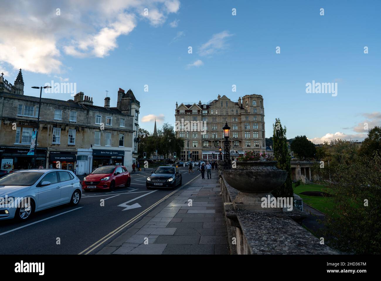 Vue sur la ville de Bath au coucher du soleil Banque D'Images