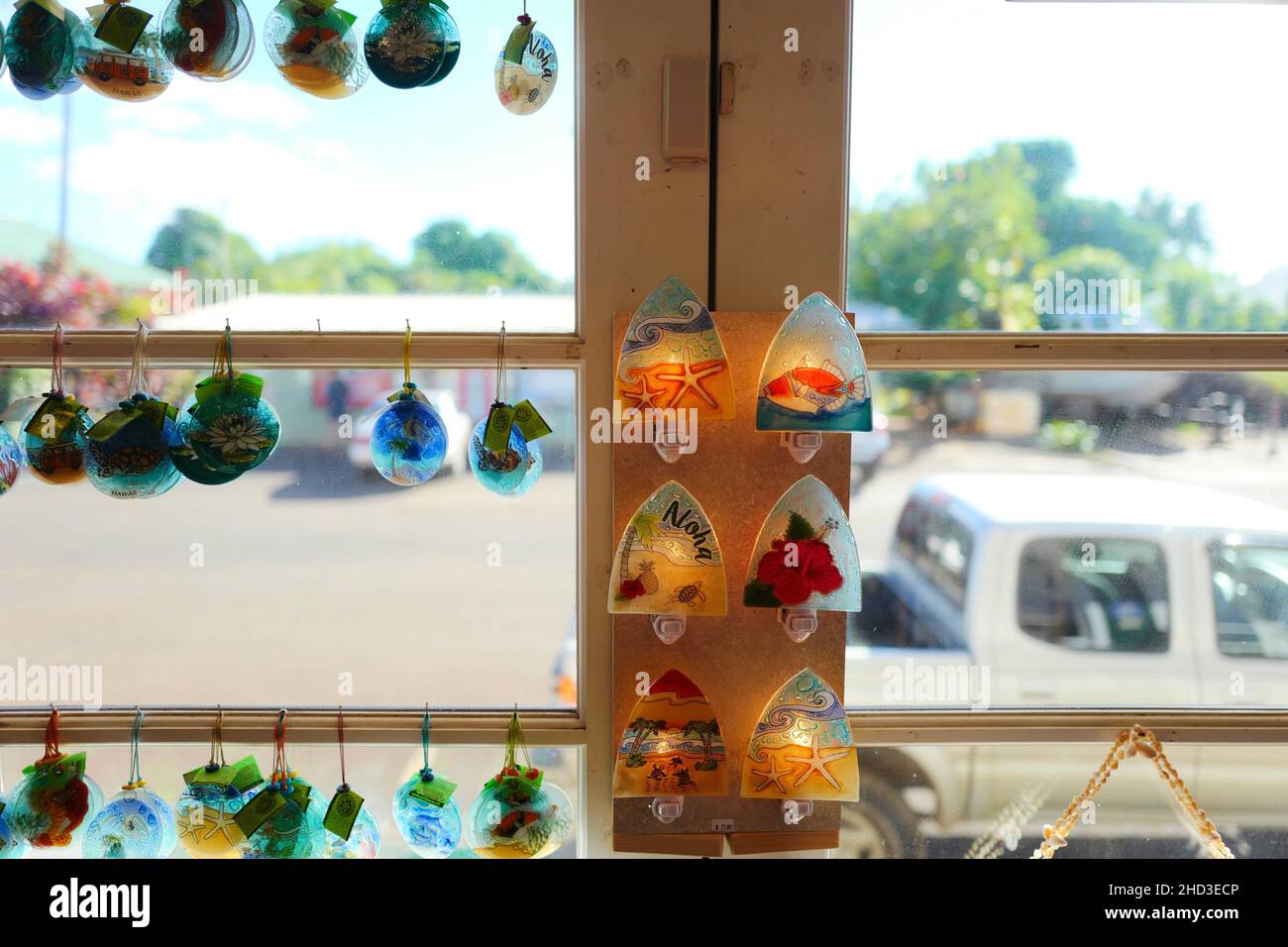 Décorations en verre au Banana Patch Studio à Hanapepe sur Kauai Banque D'Images