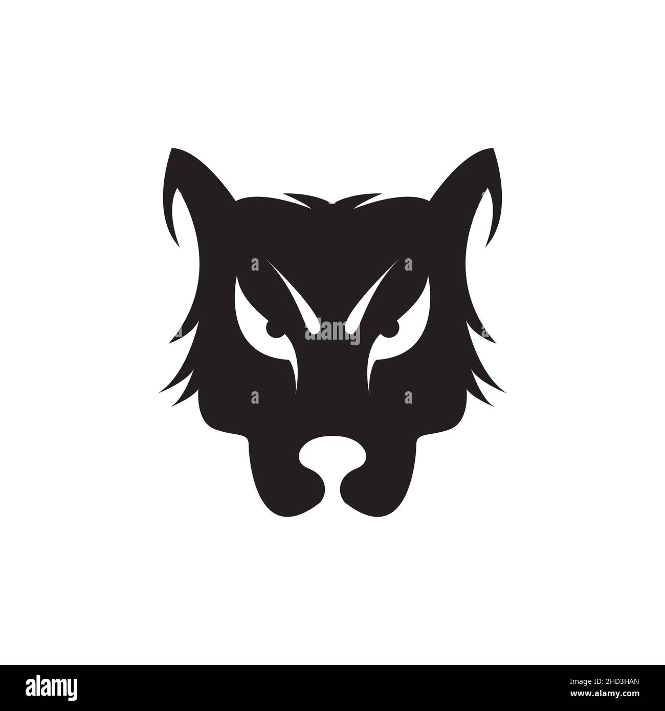 face noir chien angry logo design vecteur graphique symbole icône signe illustration idée créative Illustration de Vecteur