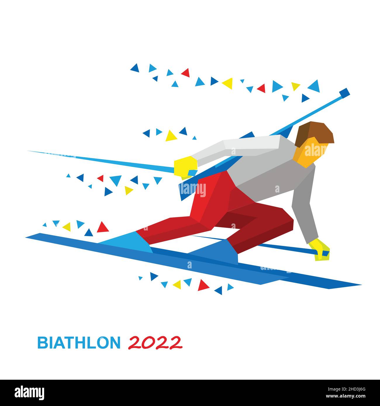 Joueur de biathlon qui va skier rapidement avec une carabine Illustration de Vecteur