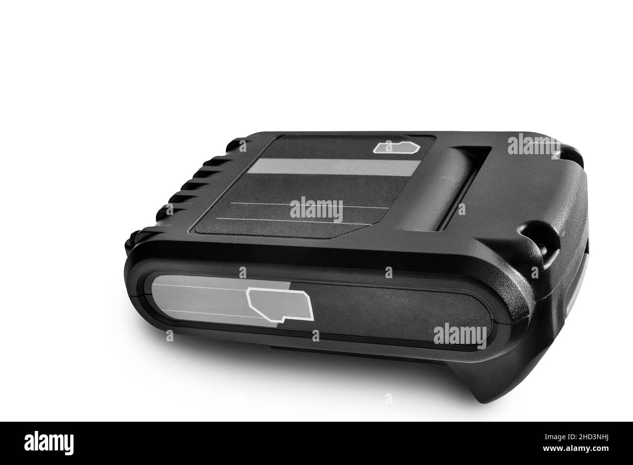 Batterie rechargeable pour appareils ménagers.Isolé sur un fond blanc.Gros plan, espace de copie Banque D'Images