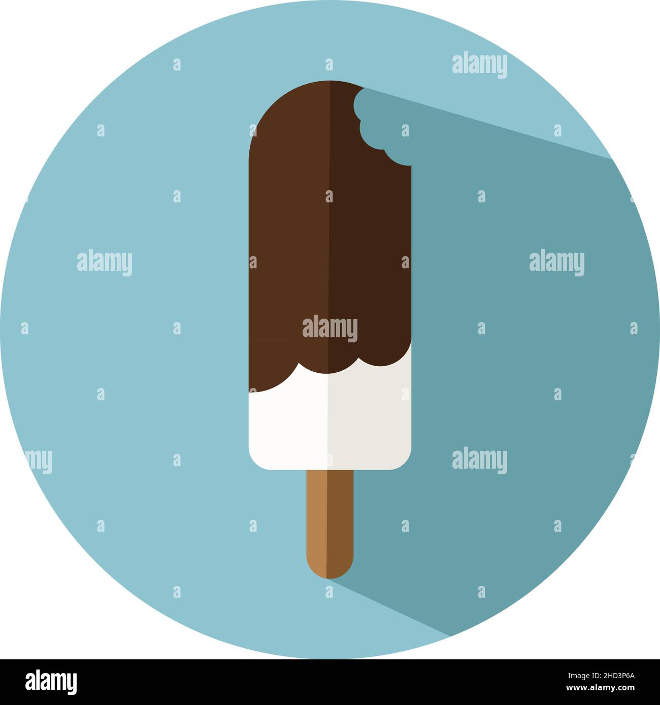 Langoule de glace à la vanille plate et sauce au chocolat Illustration de Vecteur