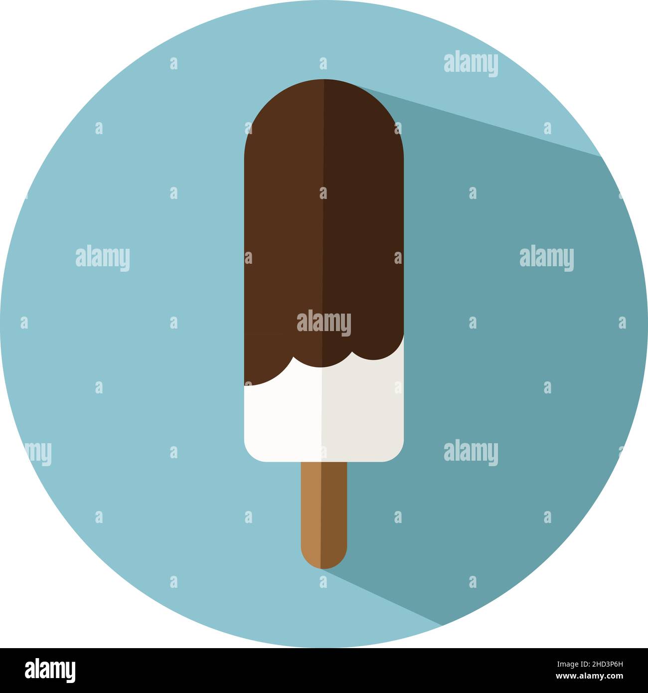 Glace à la vanille plate et sauce au chocolat Illustration de Vecteur