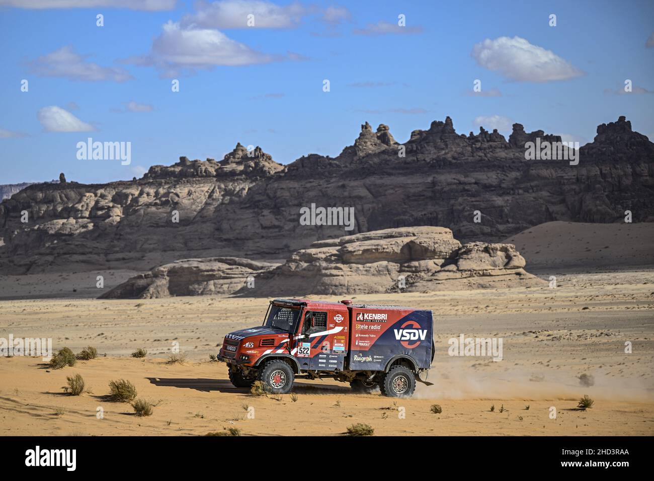 522 de Groot Richard (nld), Hulsebosch Jan (nld), Laan Mark (nld), pompiers Dakar Team, Iveco Magirus 4x4 DRNL, T5 FIA Camion, action pendant la phase 1B du Dakar Rally 2022 autour de Hail, le 2nd janvier 2022 à Hail, Arabie Saoudite - photo: Gigi Soldano/DPPI/LiveMedia Banque D'Images