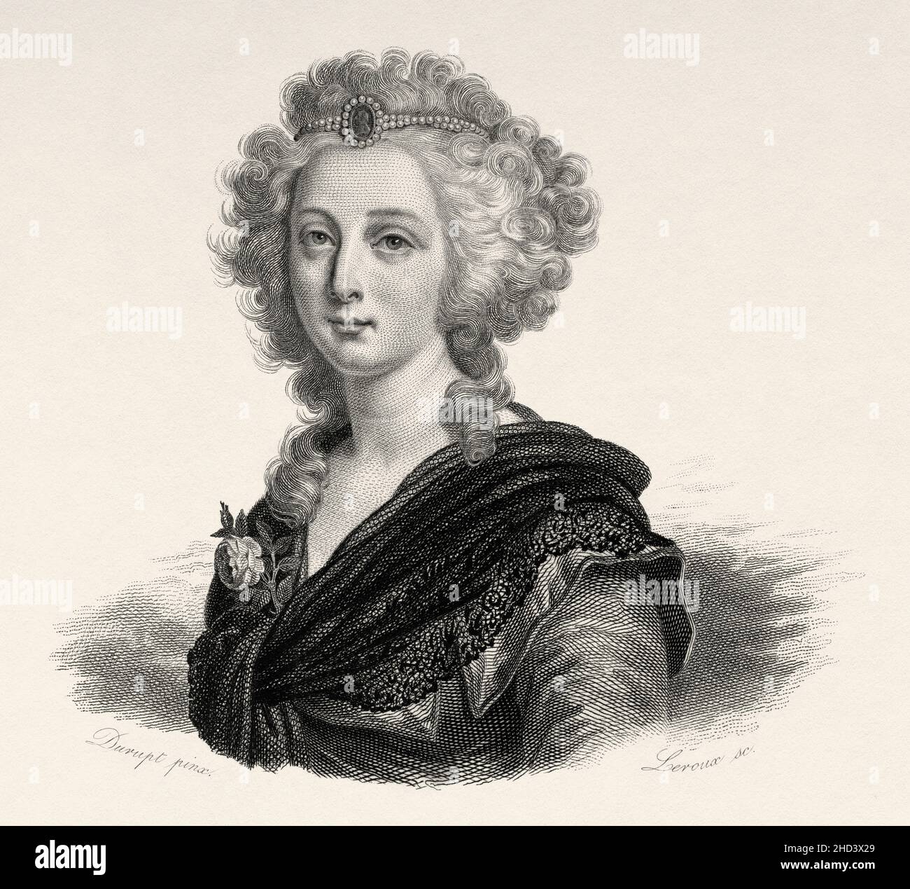 Madame Élisabeth Philippine Marie Hélène de Bourbon de France (1764-1794) était une princesse française.Elle était la plus jeune fille de Louis, Dauphin de France, et de la duchesse Maria Josepha de Saxe, et elle était une sœur du roi Louis XVILe père d'Élisabeth, le Dauphin, était le fils et l'héritier du roi Louis XVÉlisabeth resta aux côtés de son frère et de sa famille pendant la Révolution française et fut exécuté à la place de la Révolution à Paris pendant la terreur.Elle est considérée par l'Église catholique comme un martyr et a été déclarée servante de Dieu par le Pape Pie XIIFrance.Europe.Vieux 19th siècle gravé Banque D'Images