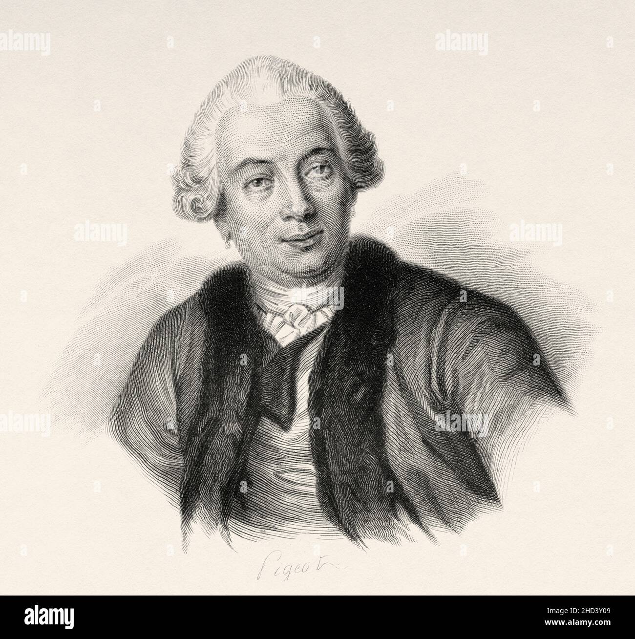 Claude Bourgelat (1712-1779) était un vétérinaire français.Il a été un fondateur de la médecine vétérinaire scientifiquement informée, et il a créé l'une des premières écoles pour la formation des vétérinaires professionnels.France.Europe.Ancienne illustration gravée du 19th siècle de Portraits et histoire des hommes utile par Societe Montyon et Franklin 1837 Banque D'Images