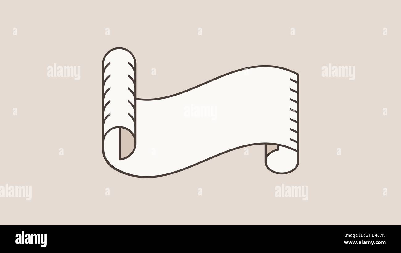 Icône de la ligne de défilement de l'ancien papier.Parchemin avec bords recourbés orientation horizontale.Feuille de papyrus ancienne vide.Rouleau de papier.Ancien document.Vecteur Illustration de Vecteur