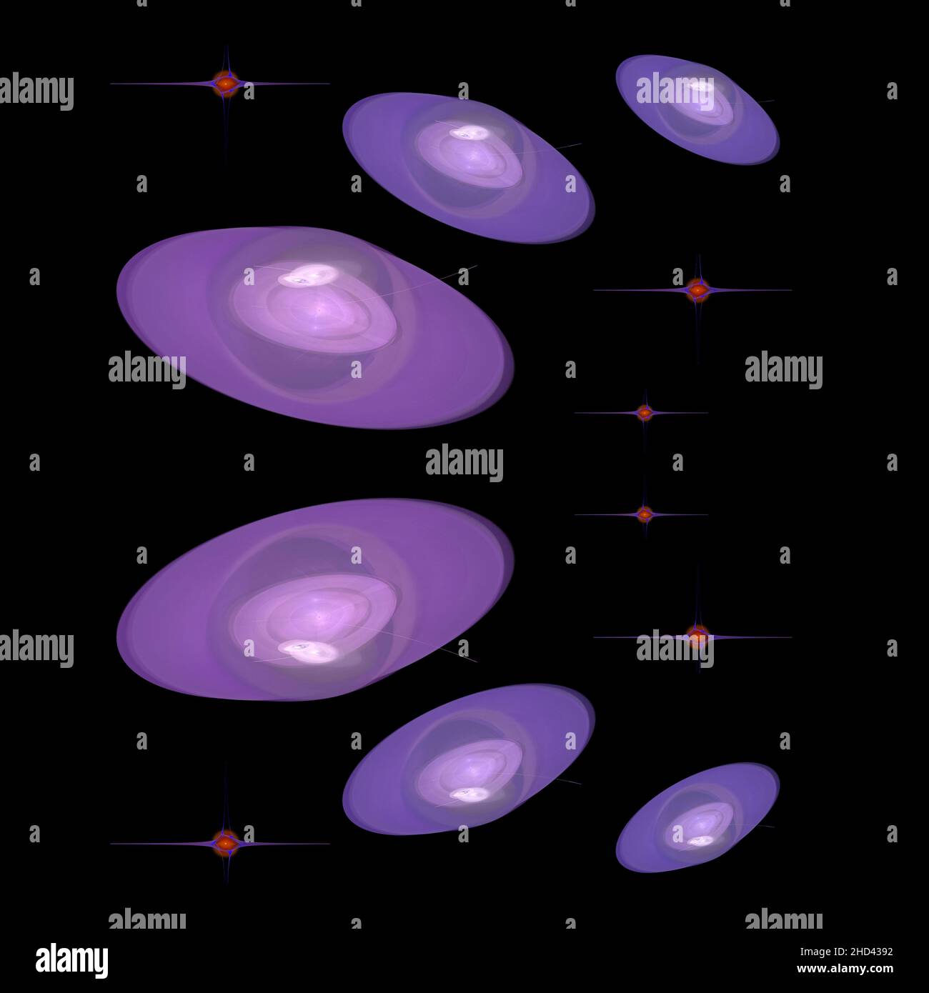 Abstraction fractale, OVNIS et étoiles dans l'espace extra-atmosphérique noir.Arrière-plan carré Banque D'Images