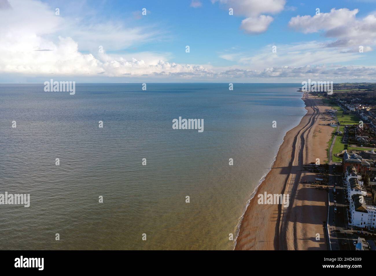 Vue aérienne sur le bord de mer de Deal Town, Kent, Royaume-Uni Banque D'Images
