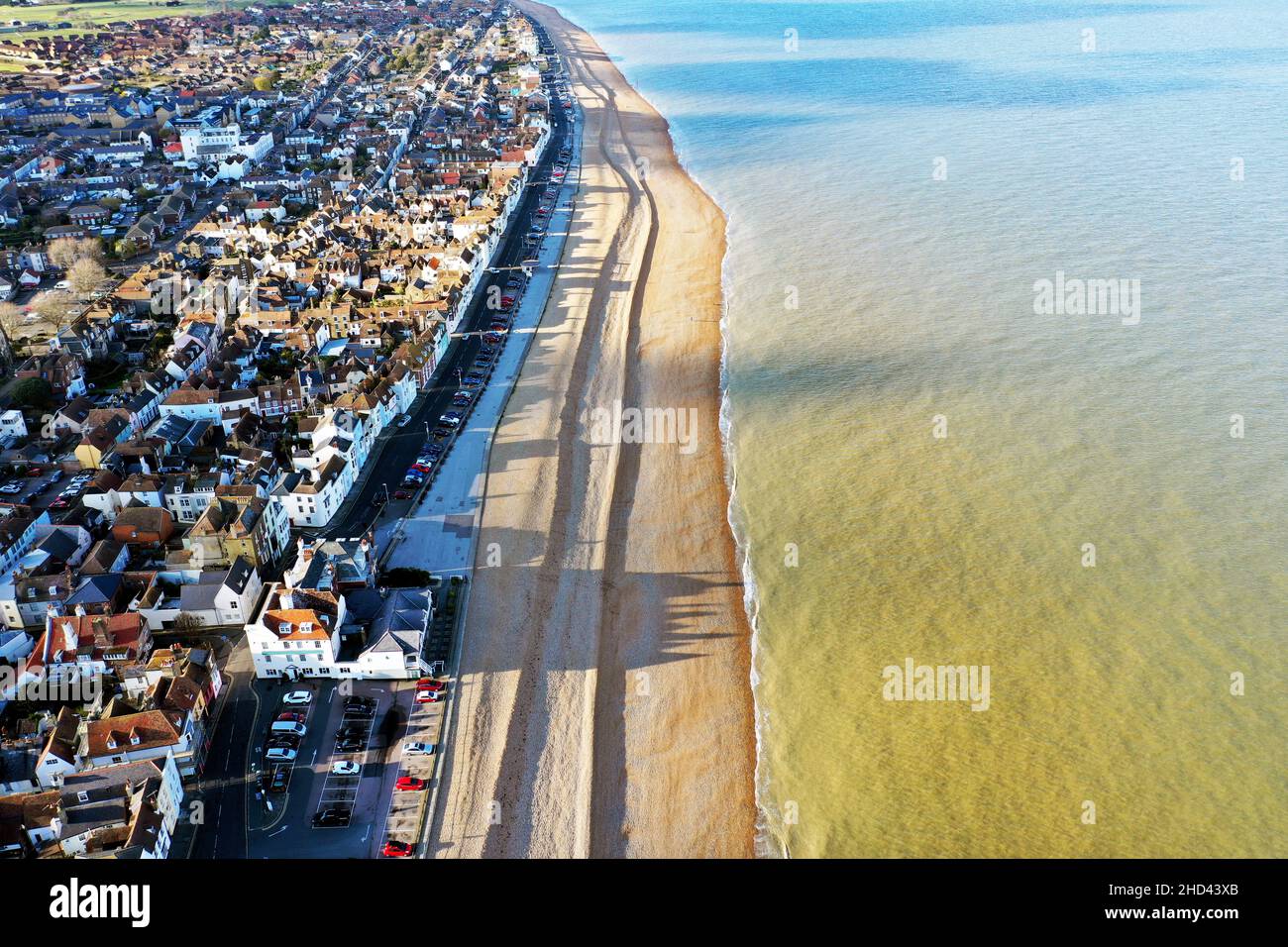 Vue aérienne sur le bord de mer de Deal Town, Kent, Royaume-Uni Banque D'Images