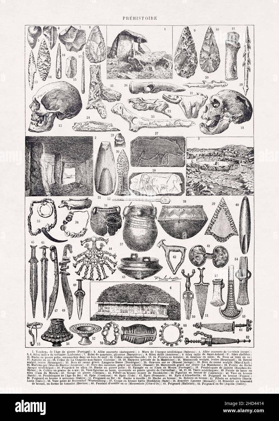 Ancienne illustration de la préhistoire publiée à la fin du 19th siècle. Banque D'Images