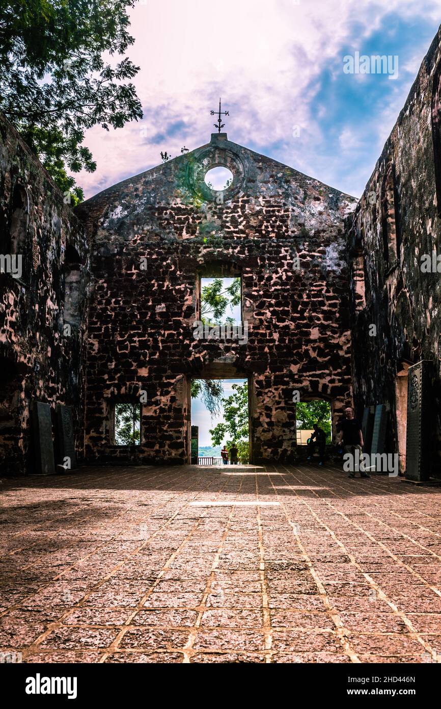 Photo verticale de l'église Saint-Paul dans la ville de Malacca, Malaisie Banque D'Images