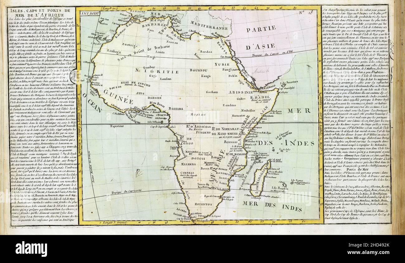 Une ancienne carte vintage du continent africain à côté de l'information écrite Banque D'Images Une ancienne carte vintage du continent africain à côté de l'information écrite Banque D'Images