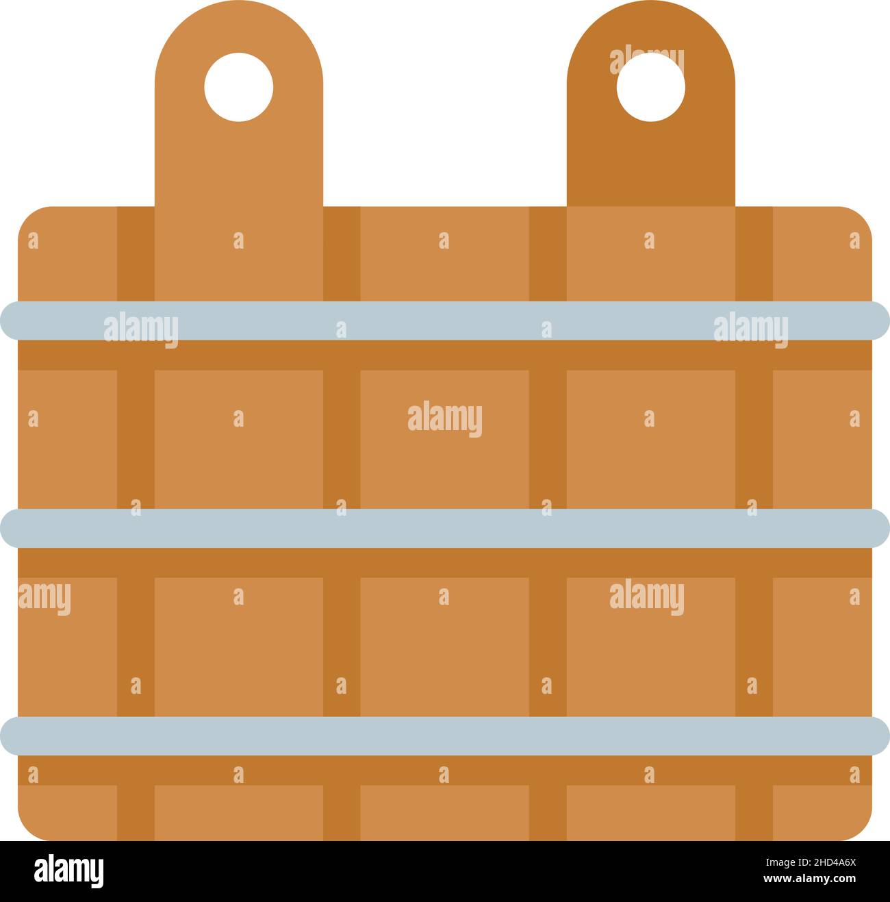 Icône de seau en bois d'acier pour sauna.Illustration plate de l'icône vecteur de seau en acier de bois de sauna isolée sur fond blanc Illustration de Vecteur