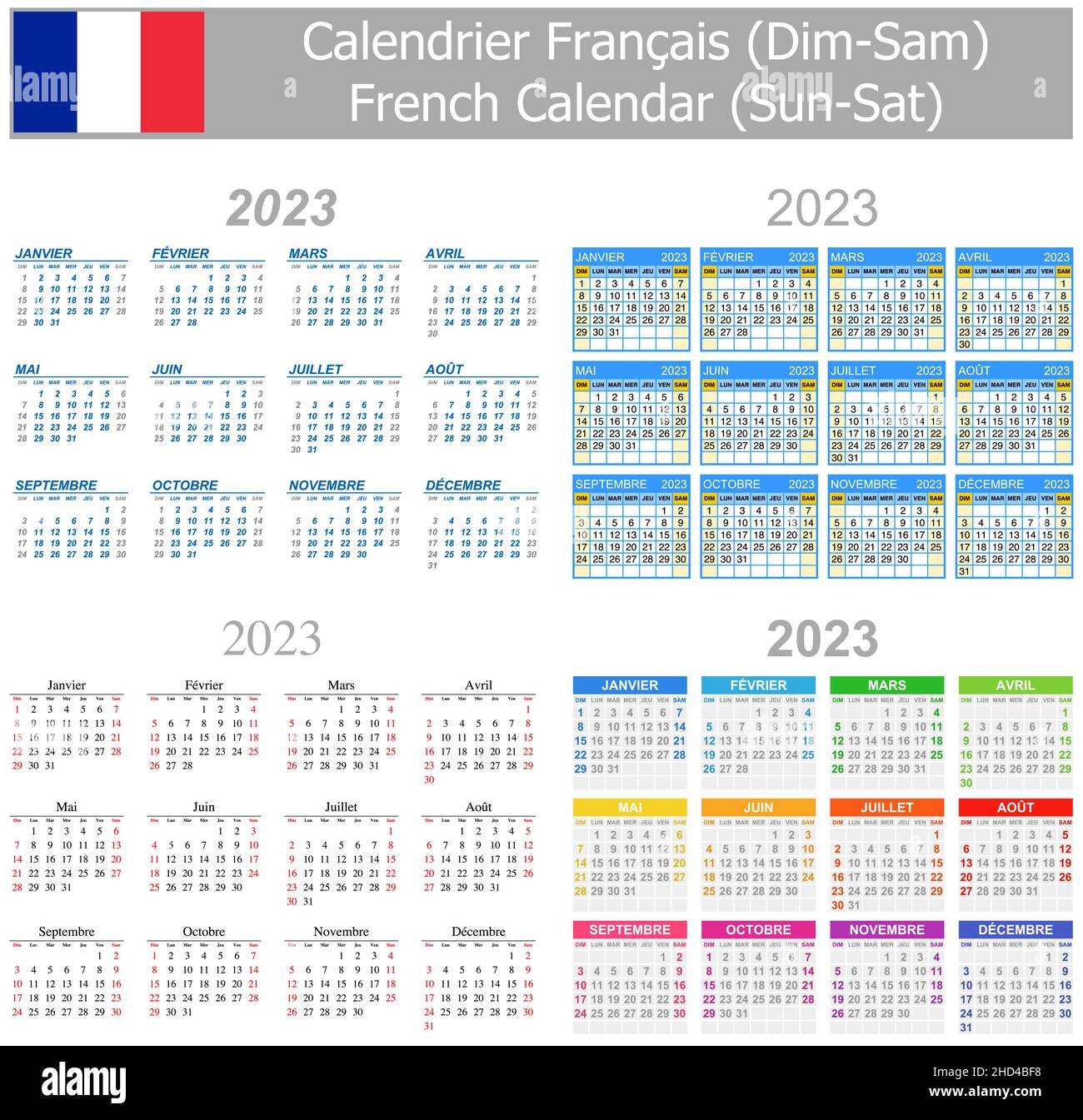 2023 calendrier français Banque d'images vectorielles - Alamy