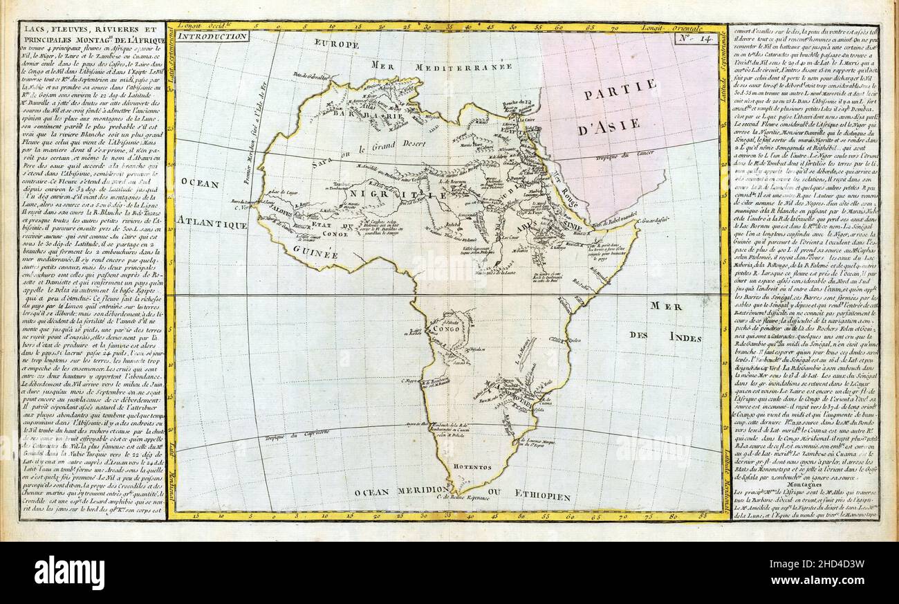 Une carte du dix-huitième-dix-neuvième siècle du continent africain à côté de l'information écrite Banque D'Images Une carte du dix-huitième-dix-neuvième siècle du continent africain à côté de l'information écrite Banque D'Images