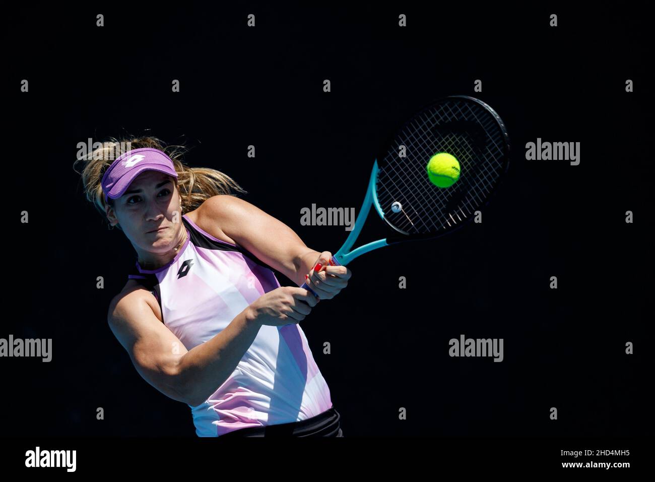 DANKA KOVINIC (MNE) en action lors de la qualification estivale 2022 de Melbourne le lundi 2022 janvier, Melbourne Park Banque D'Images