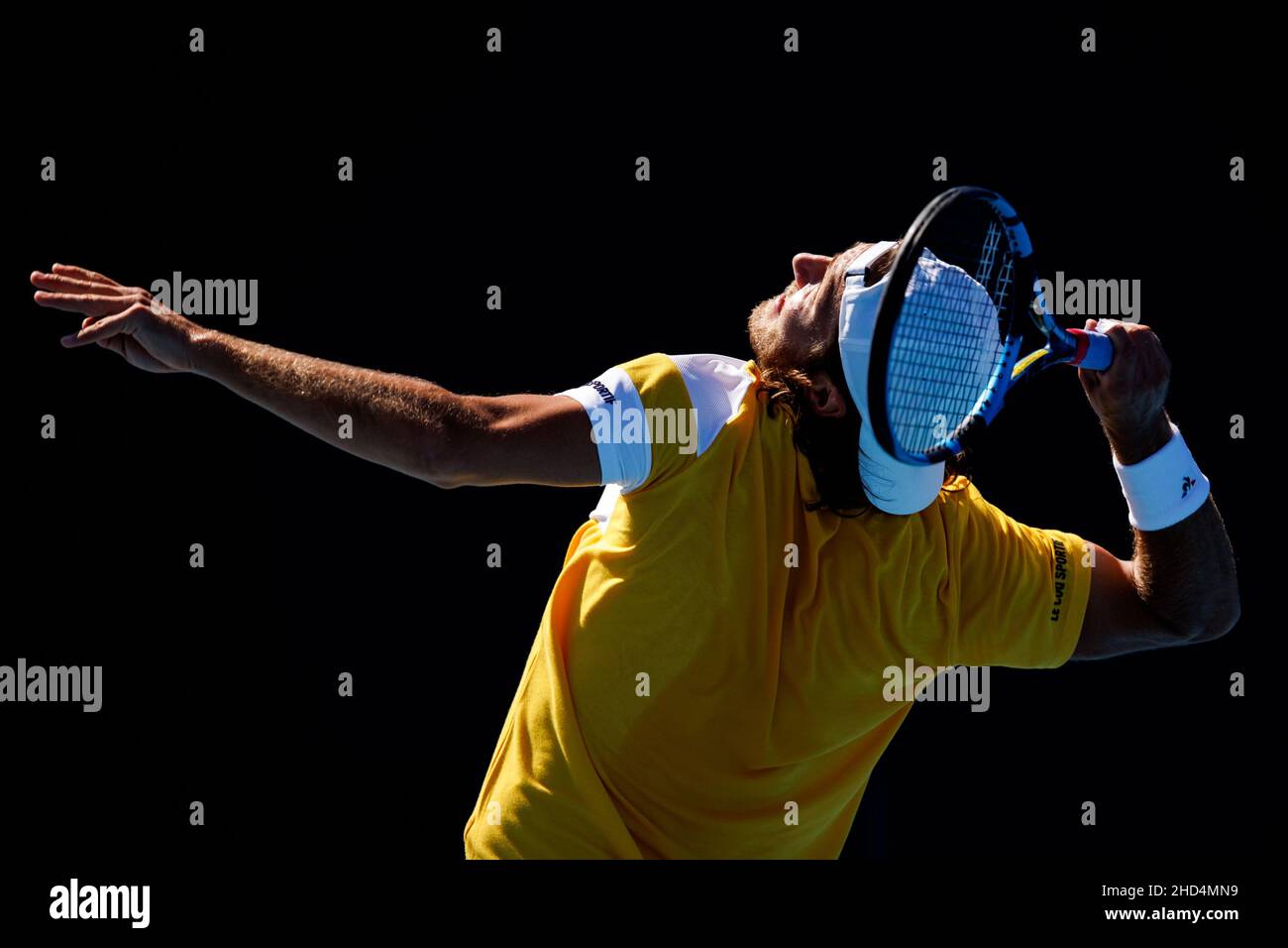 LUCAS POUILLE (FRA) en action lors de la qualification estivale 2022 de Melbourne le lundi 2022 janvier, Melbourne Park Banque D'Images