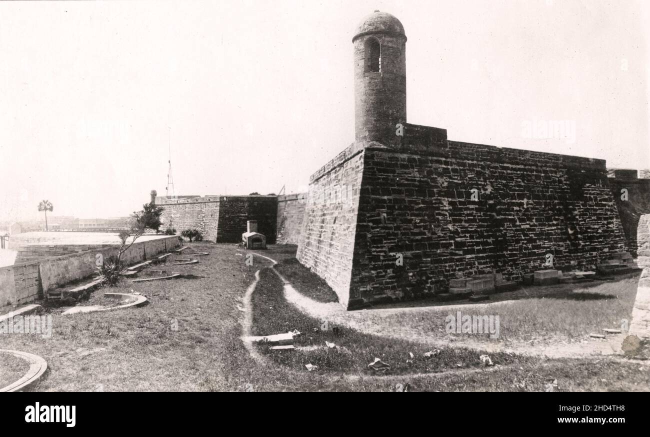 Photographie de presse vintage du début du 20th siècle : fort Marion, St. Augustine, Floride, vers 1920. Banque D'Images