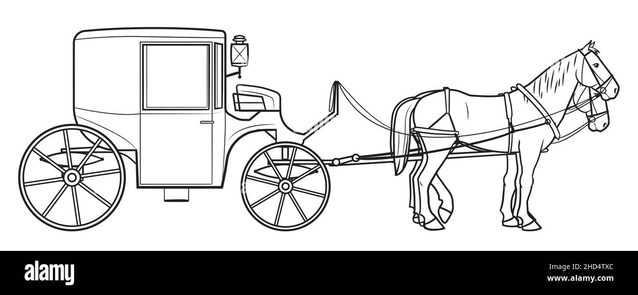 Illustration classique de chariot de cheval coupé. Illustration de Vecteur