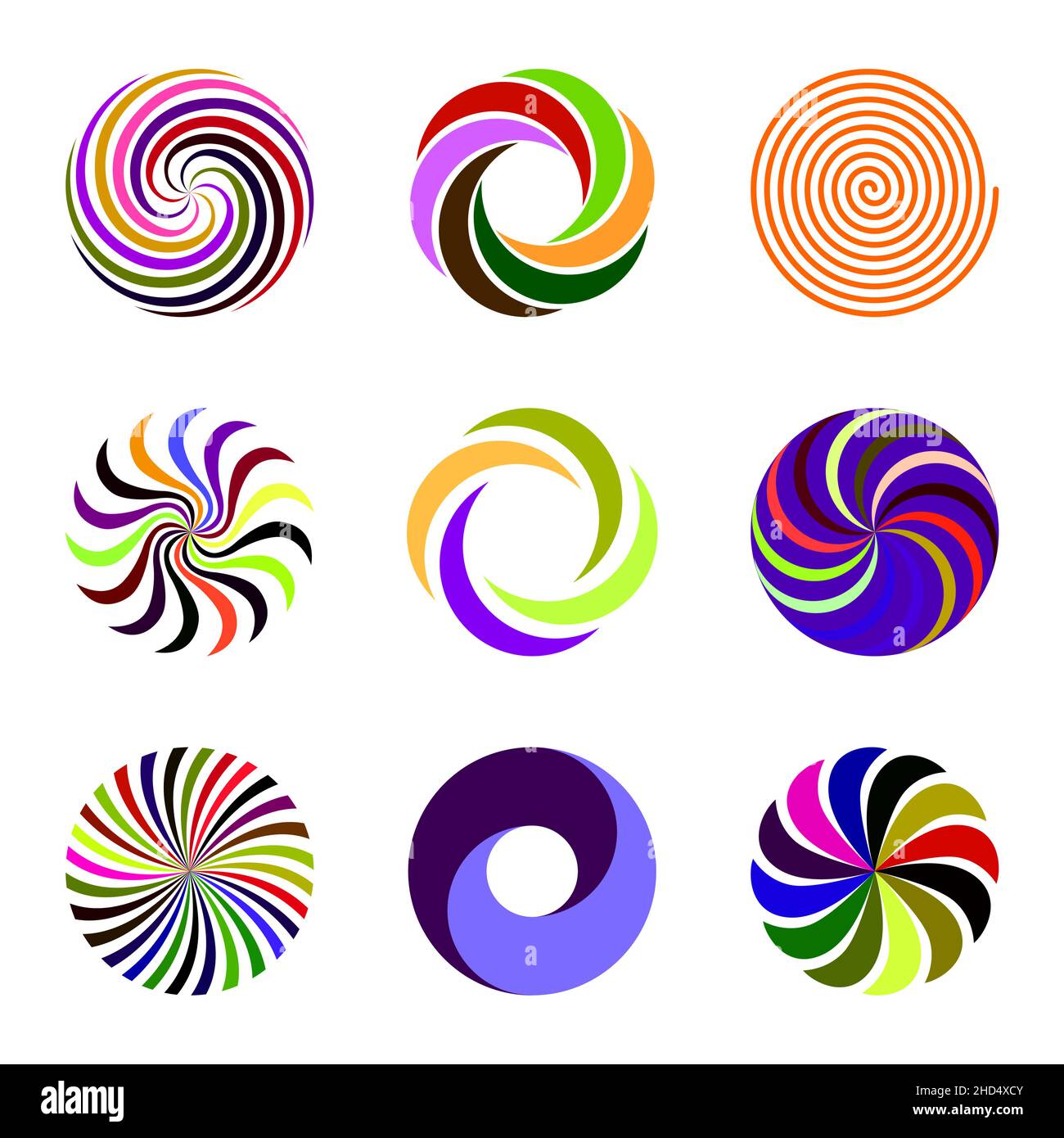 Ensemble d'éléments vectoriels en spirale colorés Illustration de Vecteur
