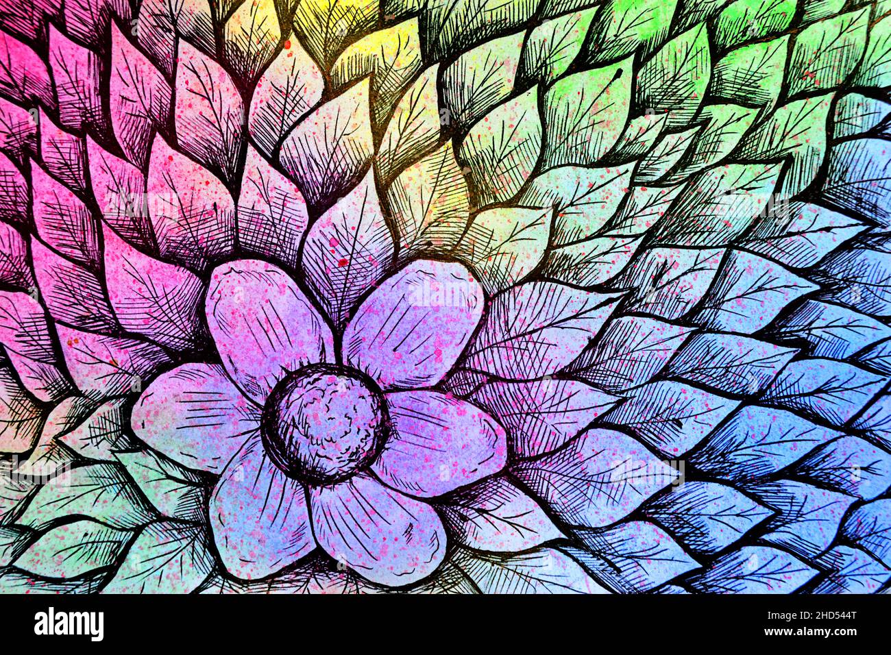 Motif fleuri coloré Aquarelle Illustration Banque D'Images