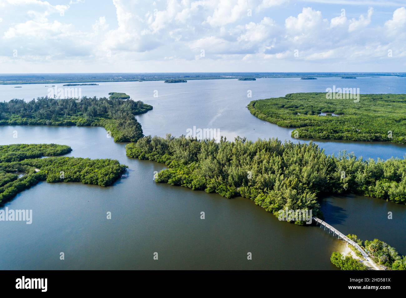 Vero Beach Florida Round Island South conservation Area Riverside Park Indian River vue aérienne d'en haut Banque D'Images
