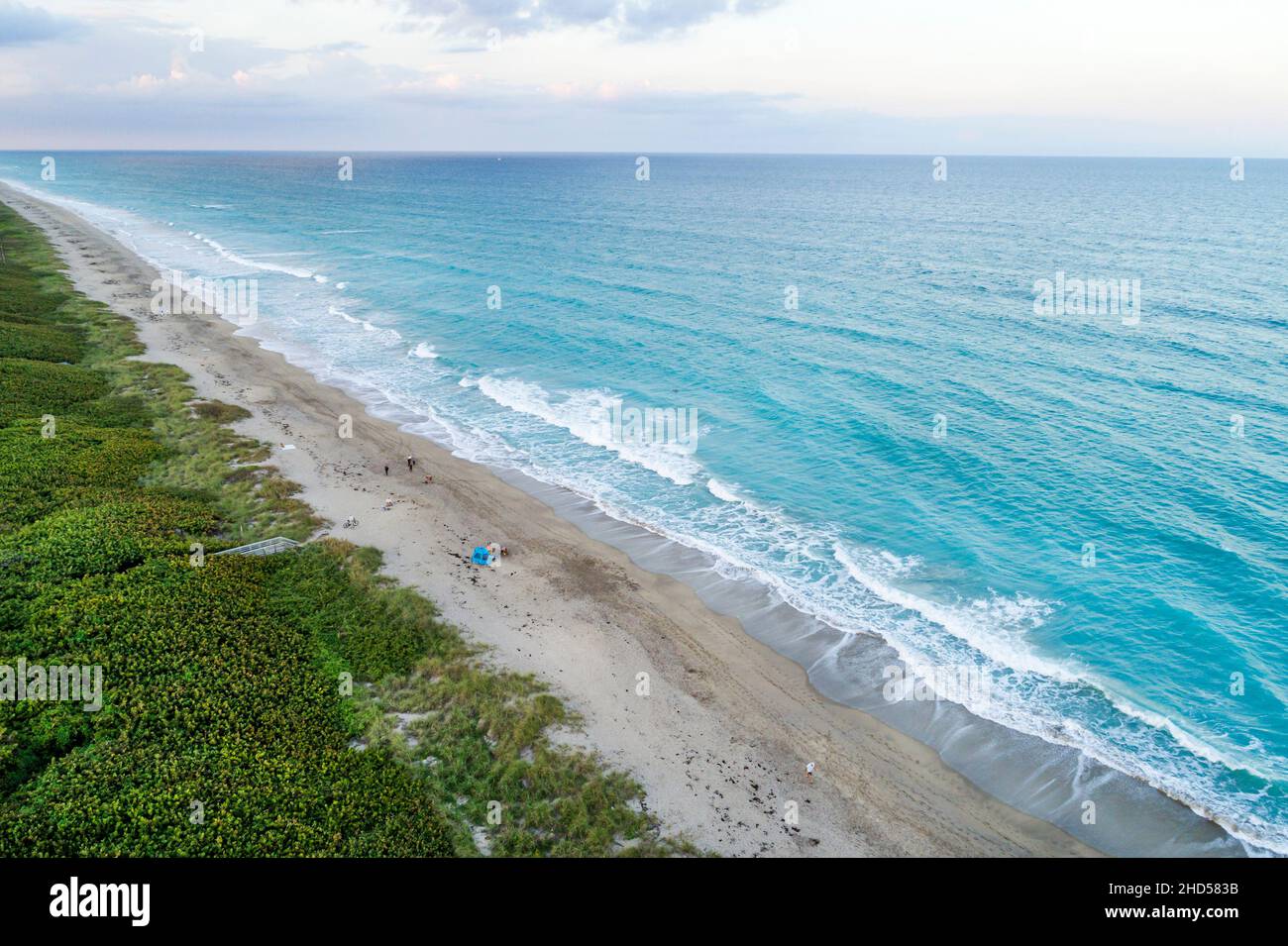 Jensen Beach Florida Jensen Beach Park sable surf Océan Atlantique vue nord vue aérienne depuis le dessus Banque D'Images