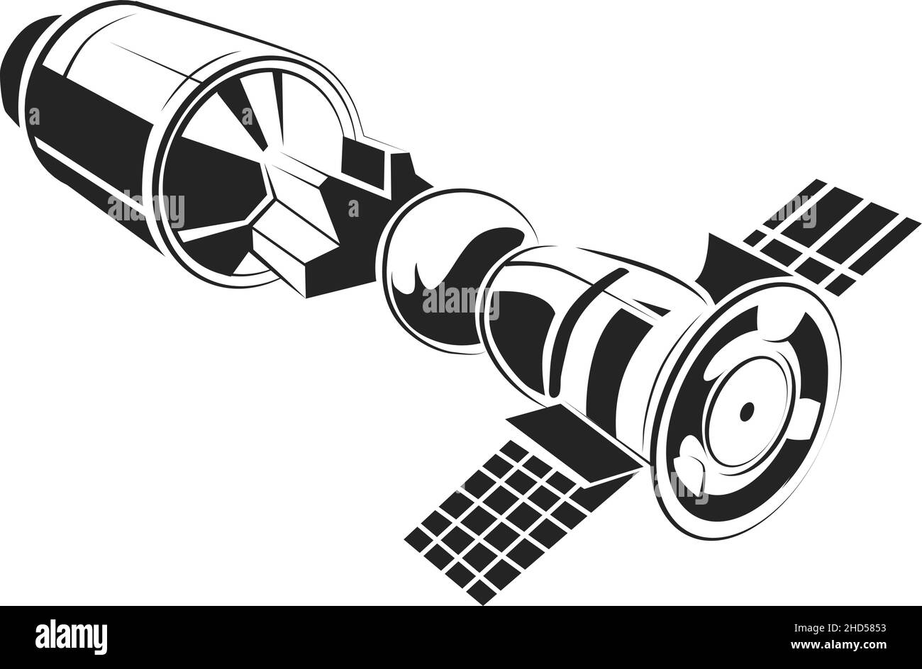 Icône satellite.Vaisseau orbital artificiel.Symbole vaisseau spatial Illustration de Vecteur