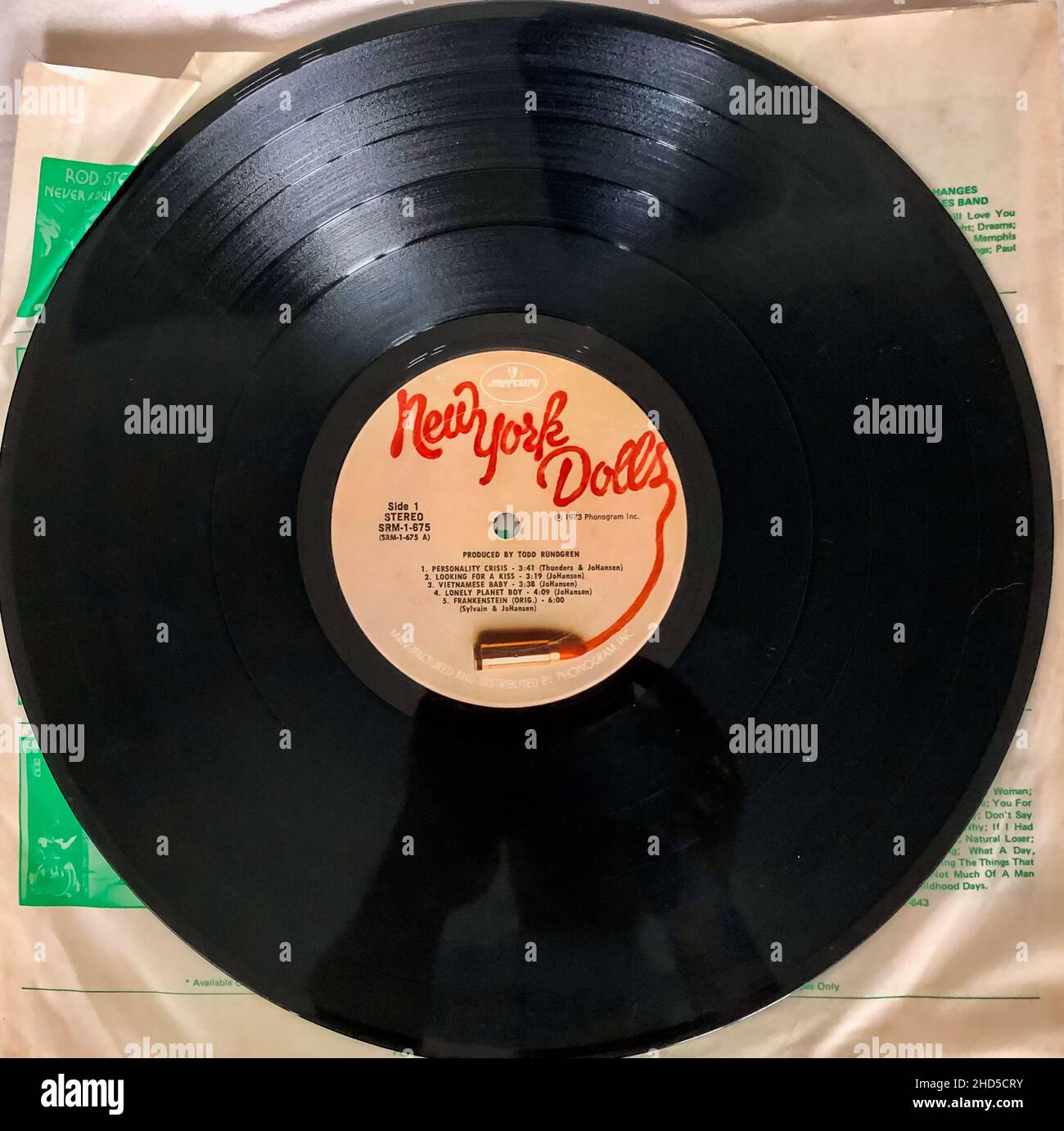 New York, NY, Punk Rock Album 'New York Dollss' 'trop, trop tôt' 1970s musique, albums de vinyle rock classique Banque D'Images