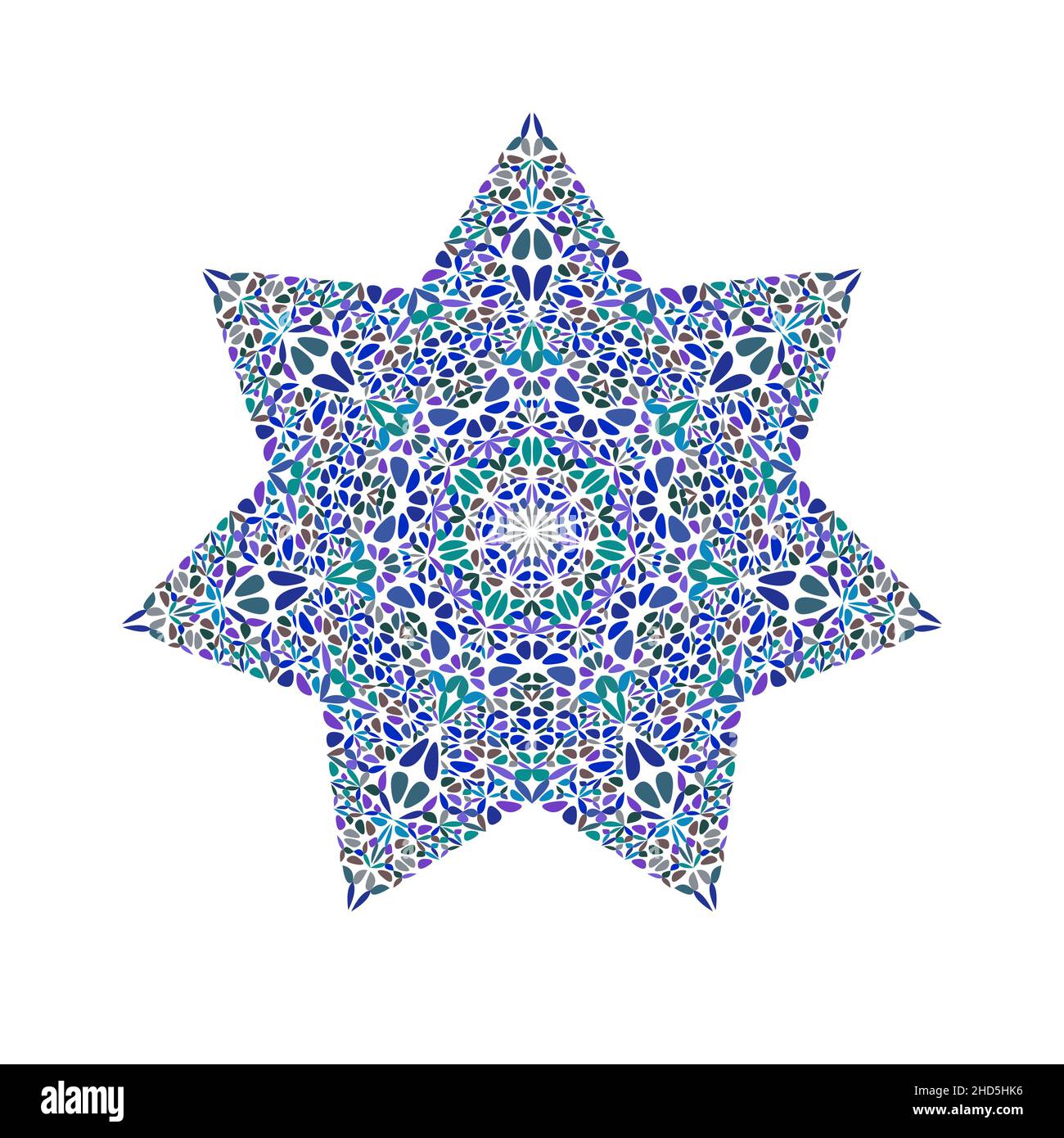 Décoration florale colorée géométrique isolée étoile polygone Illustration de Vecteur